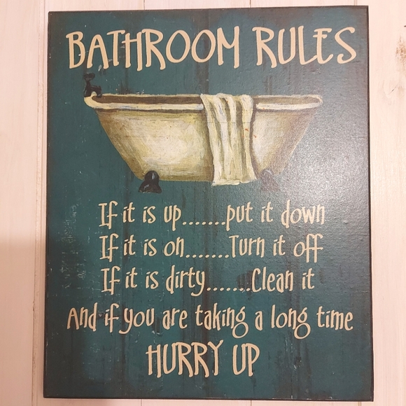 Retro Style Bathroom Rules Picture - Picture 1 of 4